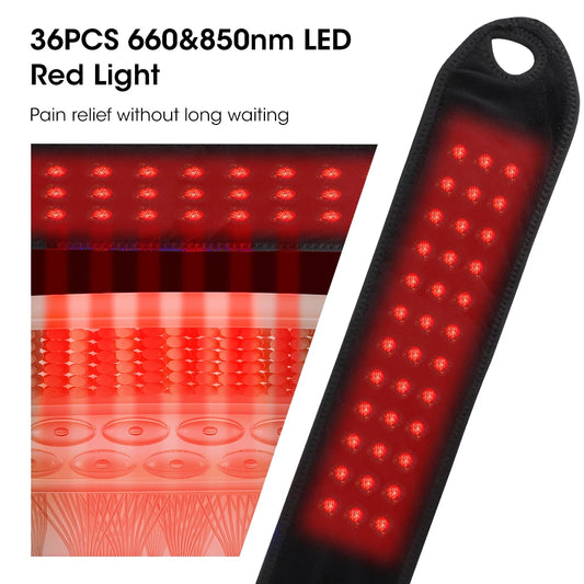Red and infrared light therapy wrap with 36 LEDs featuring 660nm and 850nm wavelengths