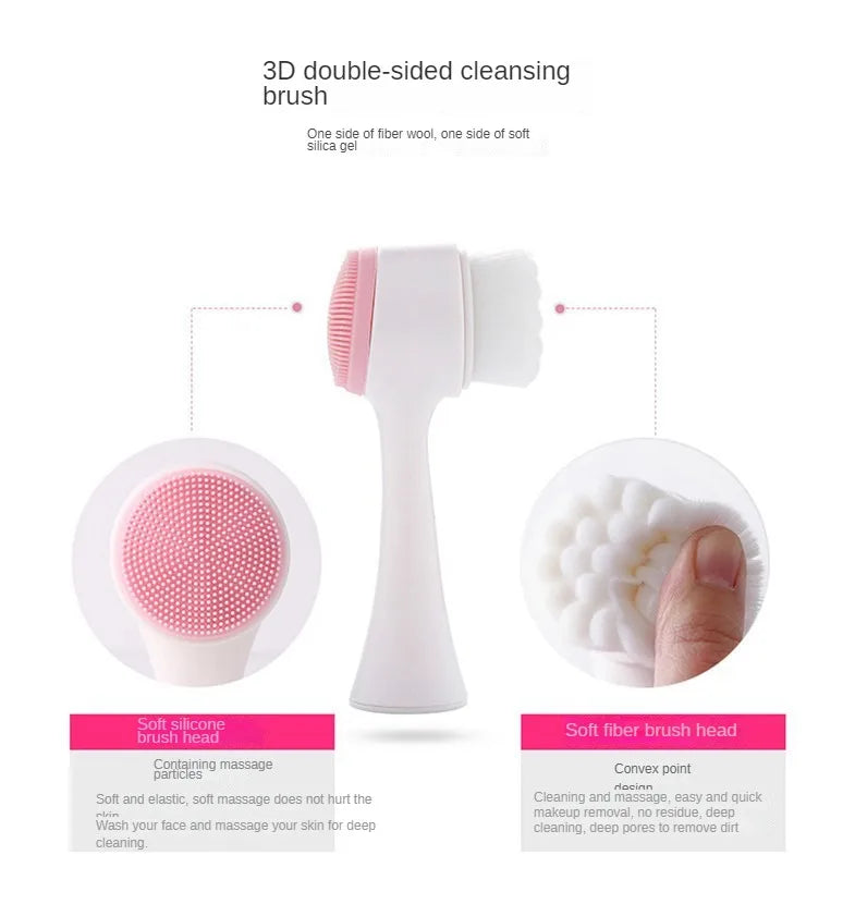 Double-Sided Silicone Facial Cleansing & Exfoliating Brush