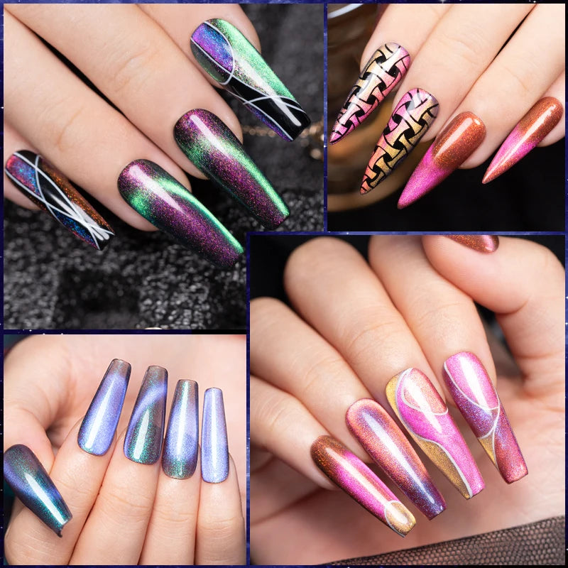 PUENTE Aurora Glitter 9D Cat Eye Gel Polish Set – 6 Colors