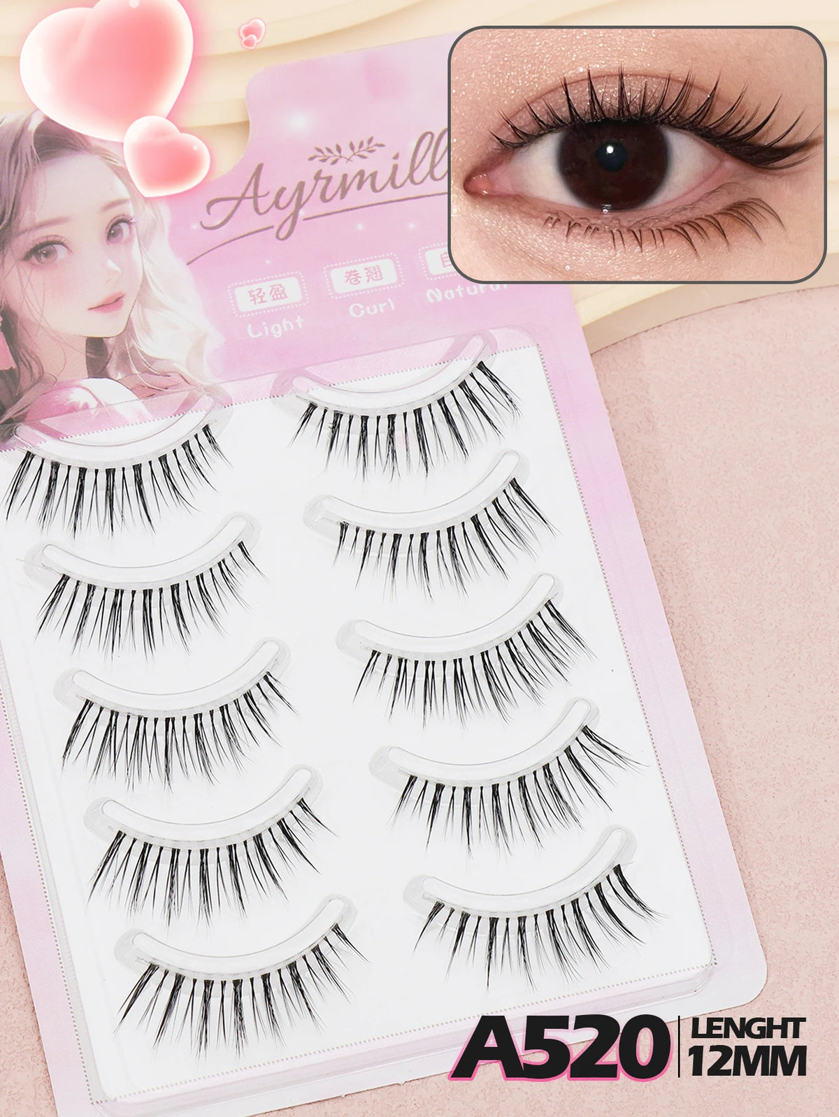 5-Pair False Strip Eyelashes Set