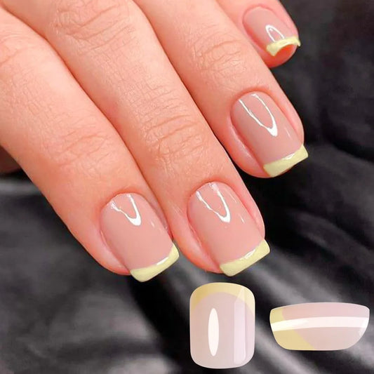 240-Piece Candy Color French Short Square Nail Tips