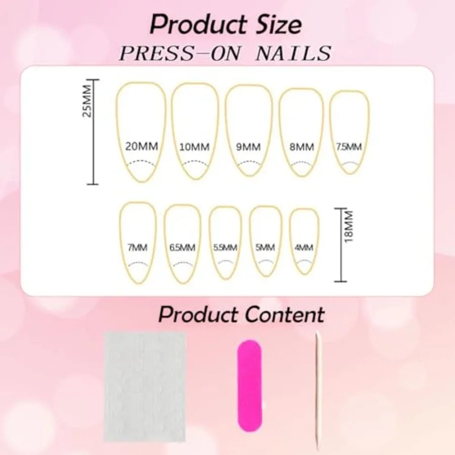 Medium Almond Gold French Tip Press-On Nails