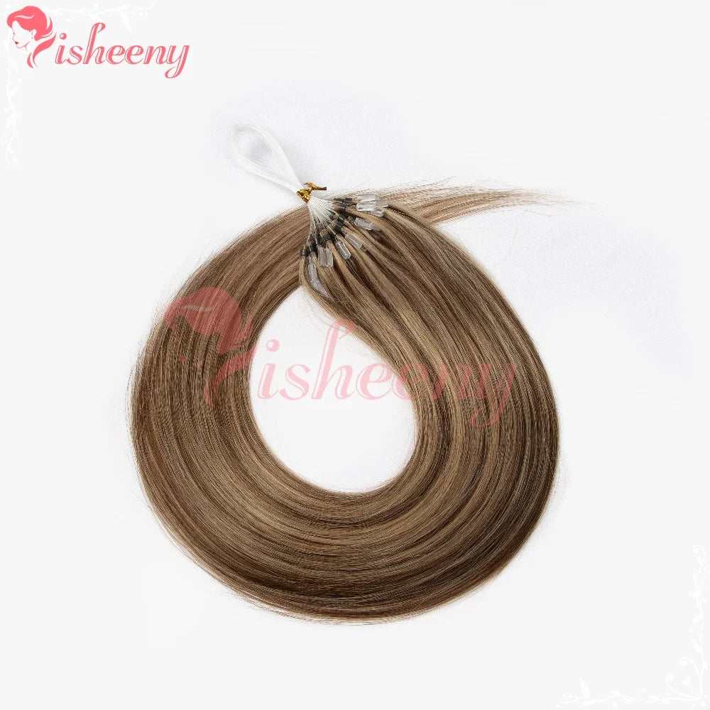 ISHEENY 12-Inch Micro Loop Human Hair Extensions – 50 Strands