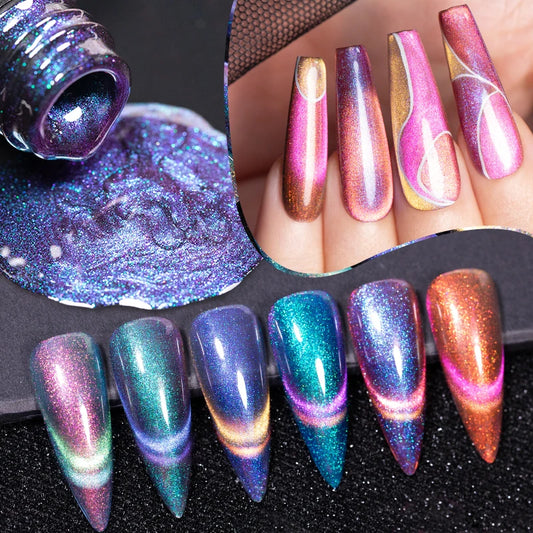 PUENTE Aurora Glitter 9D Cat Eye Gel Polish Set – 6 Colors