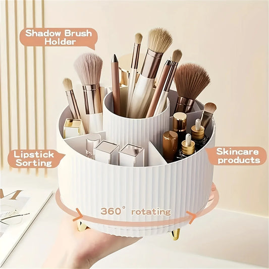 360° Rotating Makeup Organizer with 5 Compartments