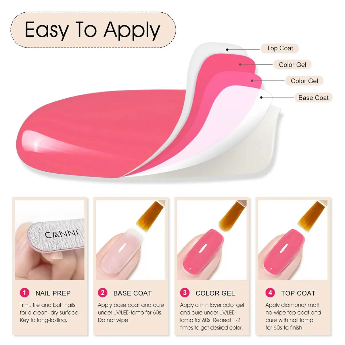 6-Shade Milky Nude & Pastel Gel Nail Polish Collection