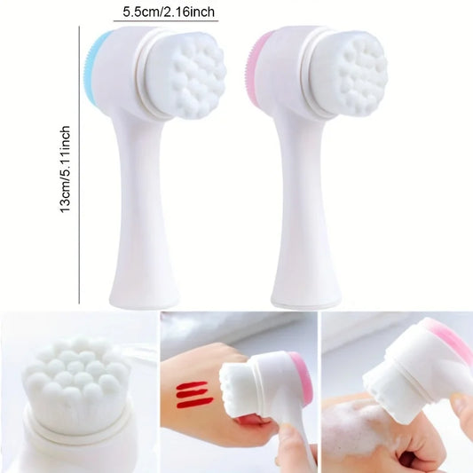 Double-Sided Silicone Facial Cleansing & Exfoliating Brush