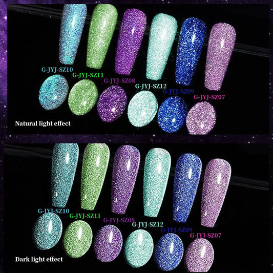 6-Piece Neon Crushed Diamond Glitter Gel Polish Set