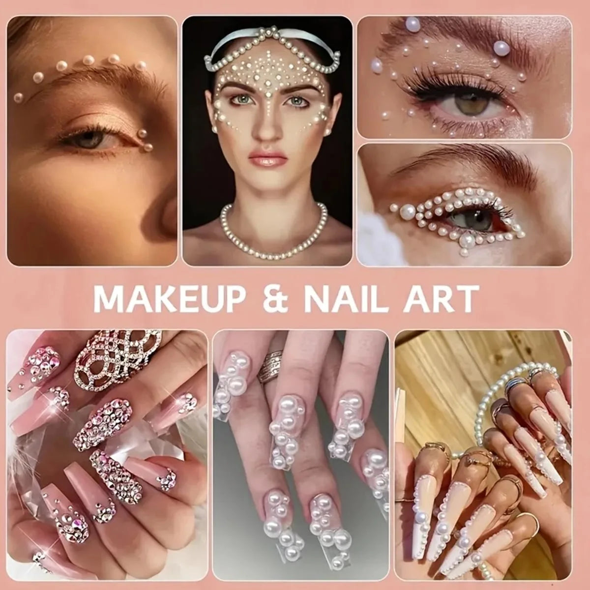 24-Grid Flat-Back Pearl Nail Decoration Set