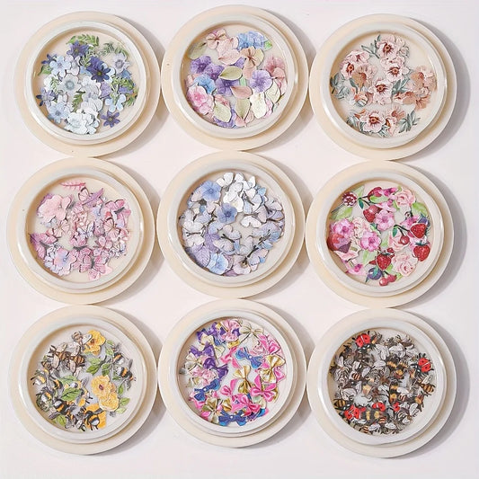 9-Box Mixed Nail Art Paper Slice Decoration Set