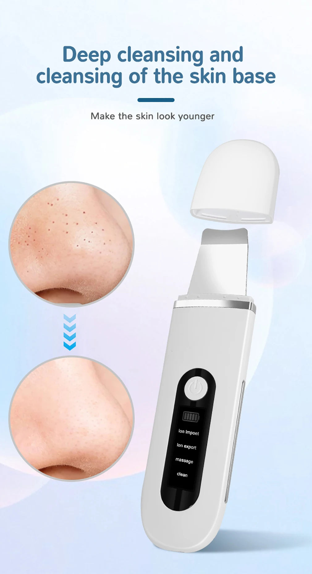MEETCARE Ultrasonic Skin Scrubber with EMS & Warming Care