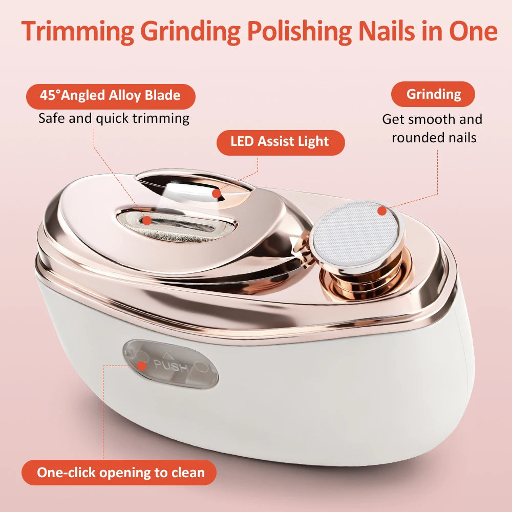 2-in-1 Electric Nail Clipper & Polisher with LED Light