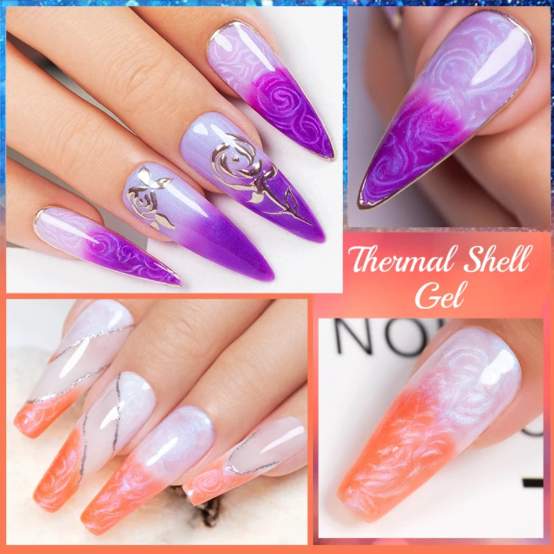 Puente 6-Piece Thermal Color-Changing Shell Glitter Gel Polish Set