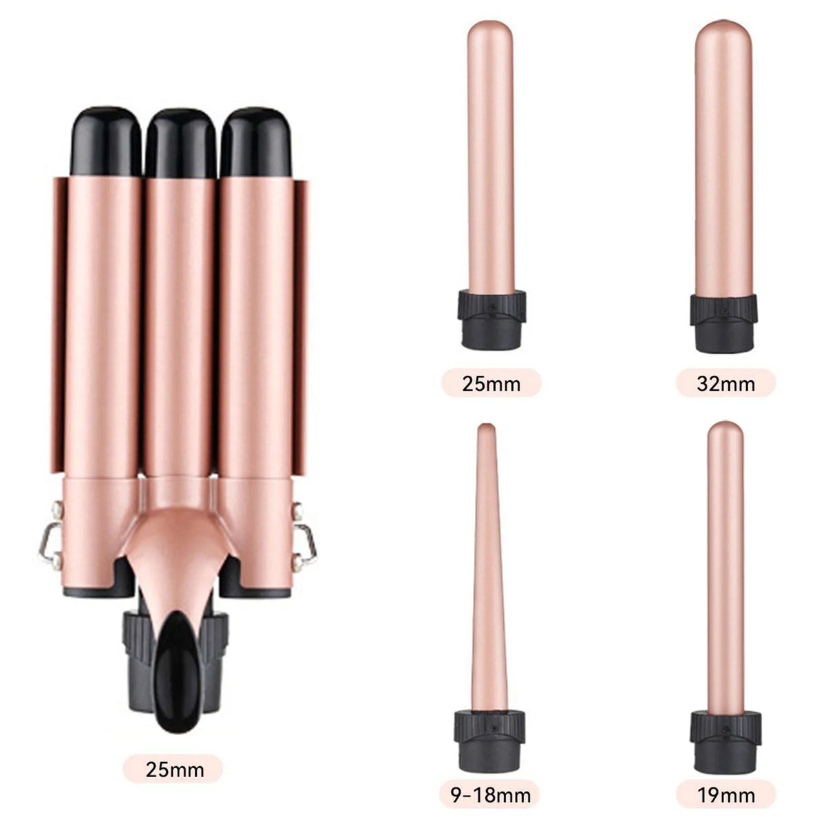 5-in-1 Interchangeable Ceramic Curling Wand Set