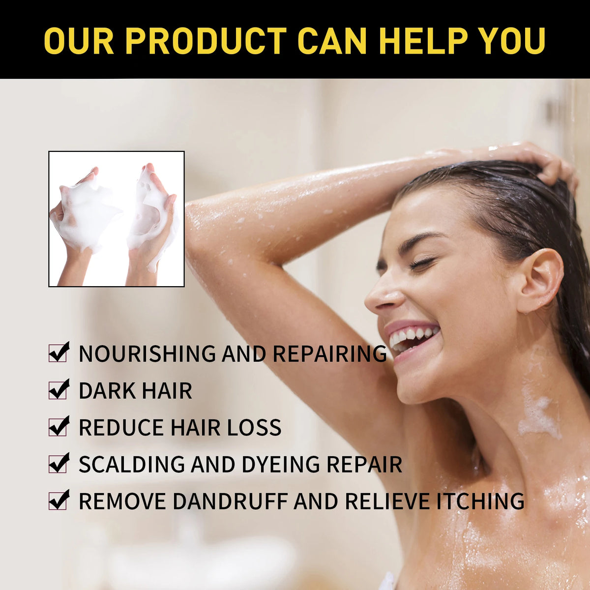 EELHOE Black Hair Color Shampoo – 500ml