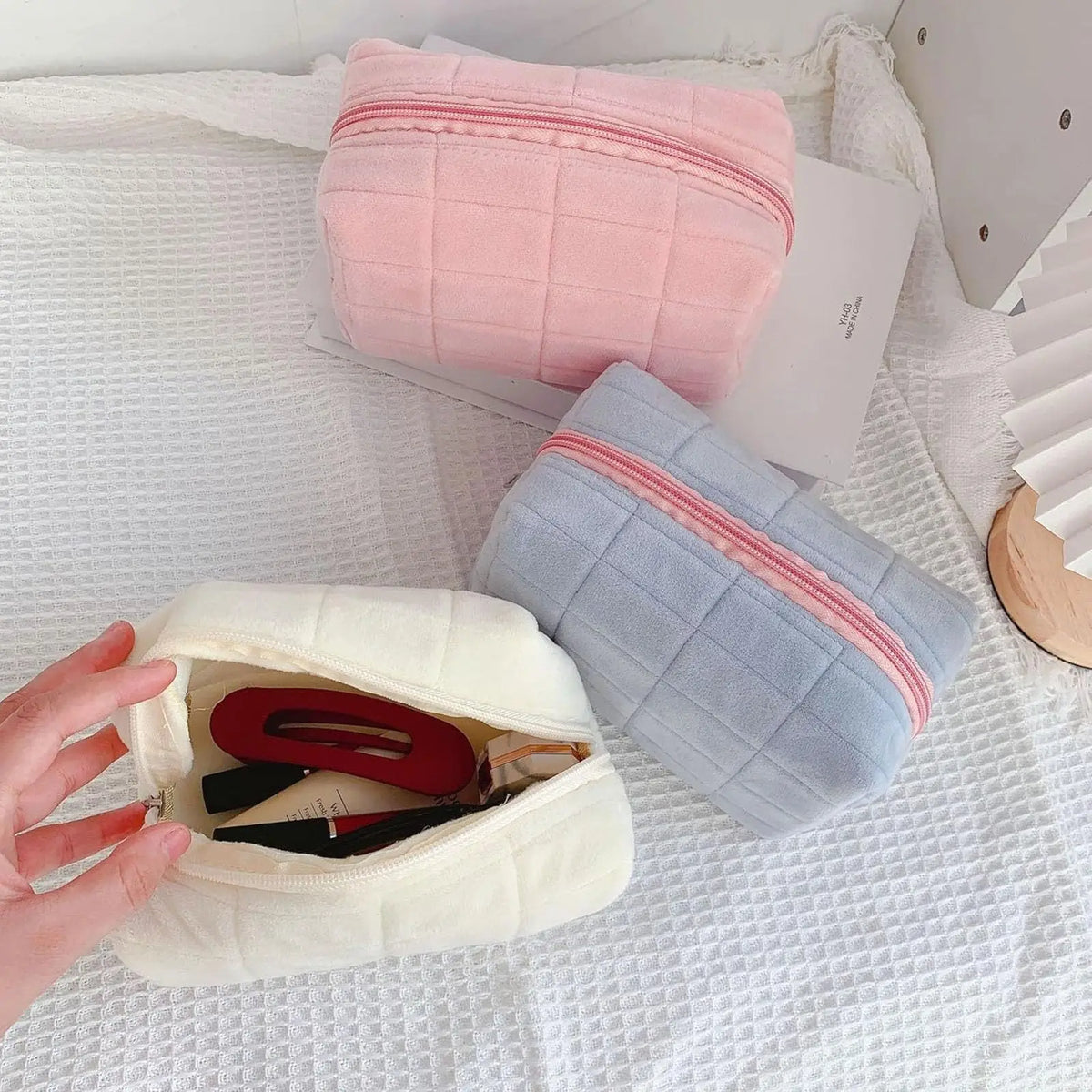 Luxury Quilted Travel Makeup Pouch