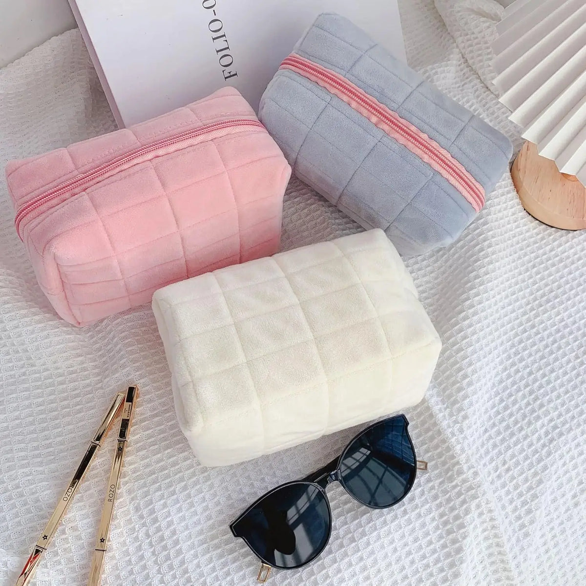 Luxury Quilted Travel Makeup Pouch