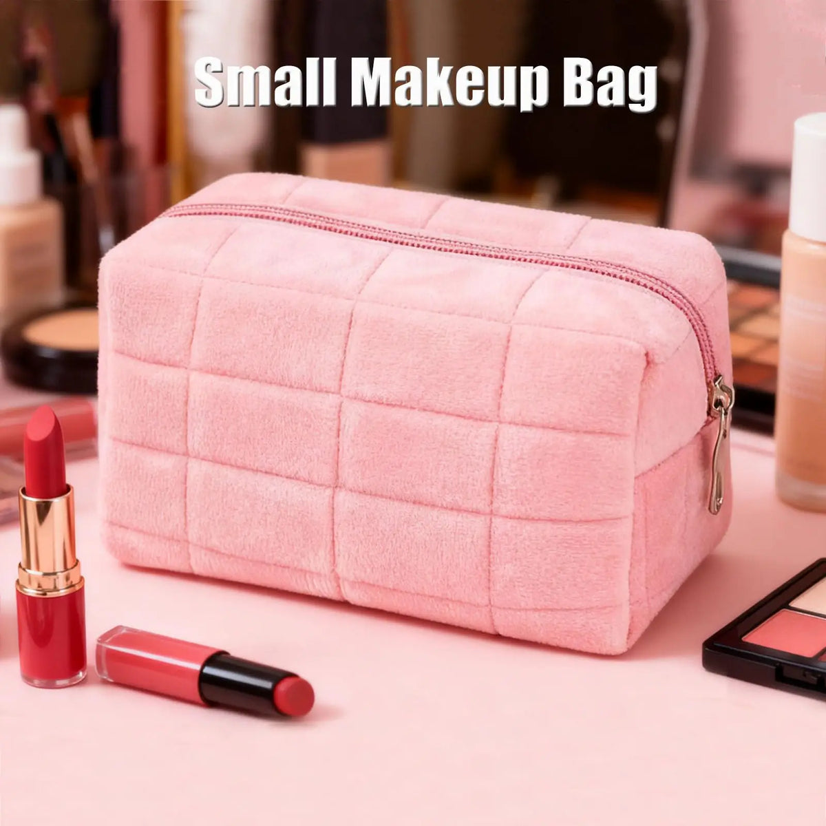 Luxury Quilted Travel Makeup Pouch