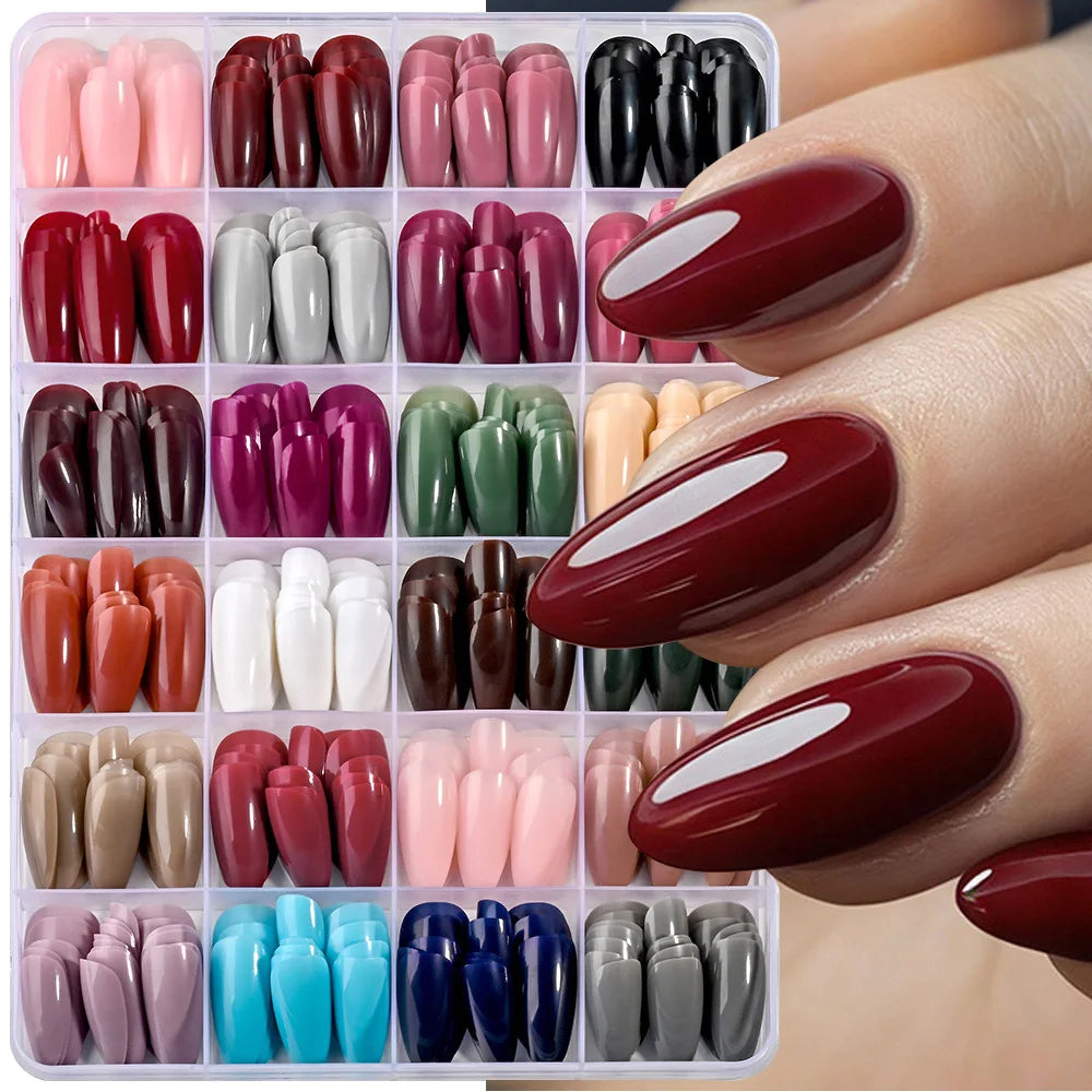 288-Piece Colorful Medium Almond False Nail Tips