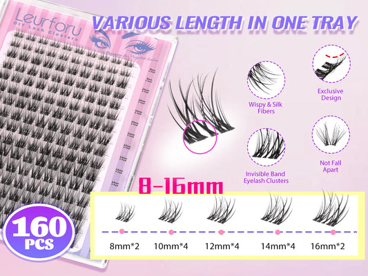 Invisible Band C-Curl DIY Lash Clusters – 160 Piece