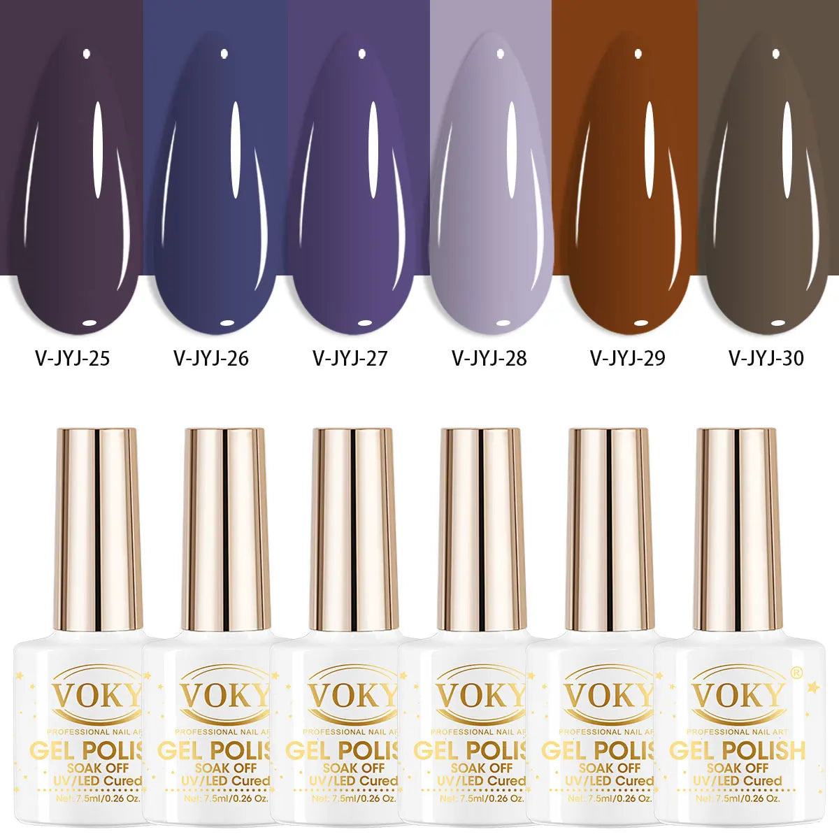 6-Shade Deep Purple, Coffee & Navy Gel Nail Polish Set