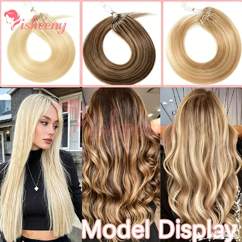 ISHEENY 12-Inch Micro Loop Human Hair Extensions – 50 Strands
