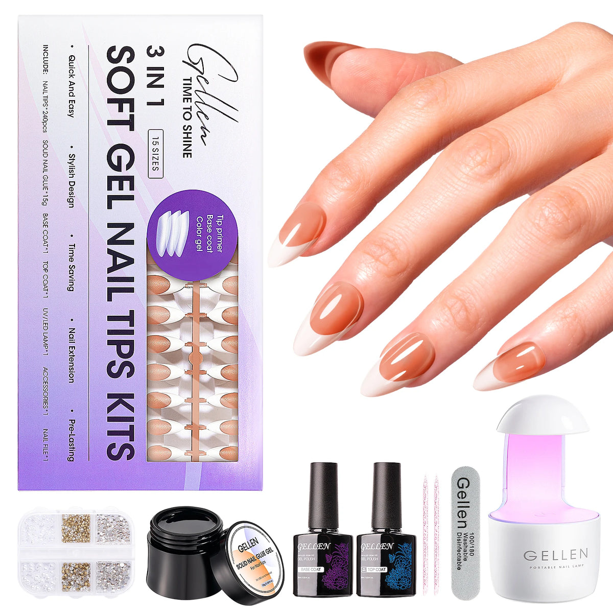 GELLEN French Tip Press-On Gel Nail Kit