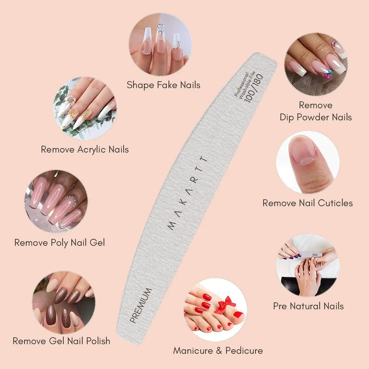 Makartt Professional Nail Files – 10 Piece Set