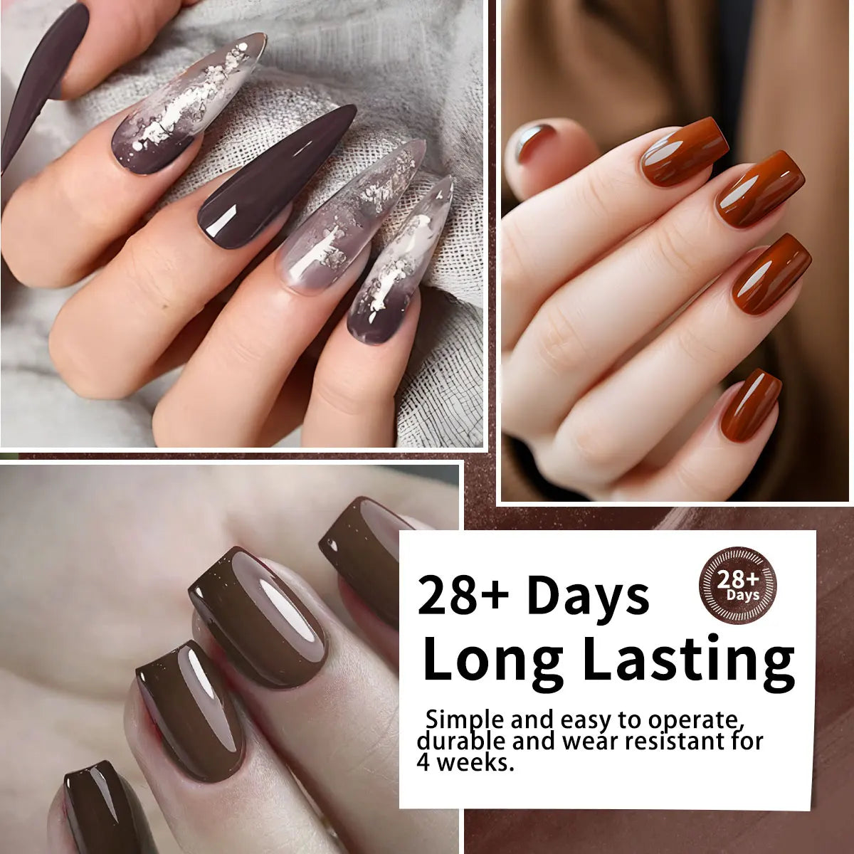 6-Shade Deep Purple, Coffee & Navy Gel Nail Polish Set