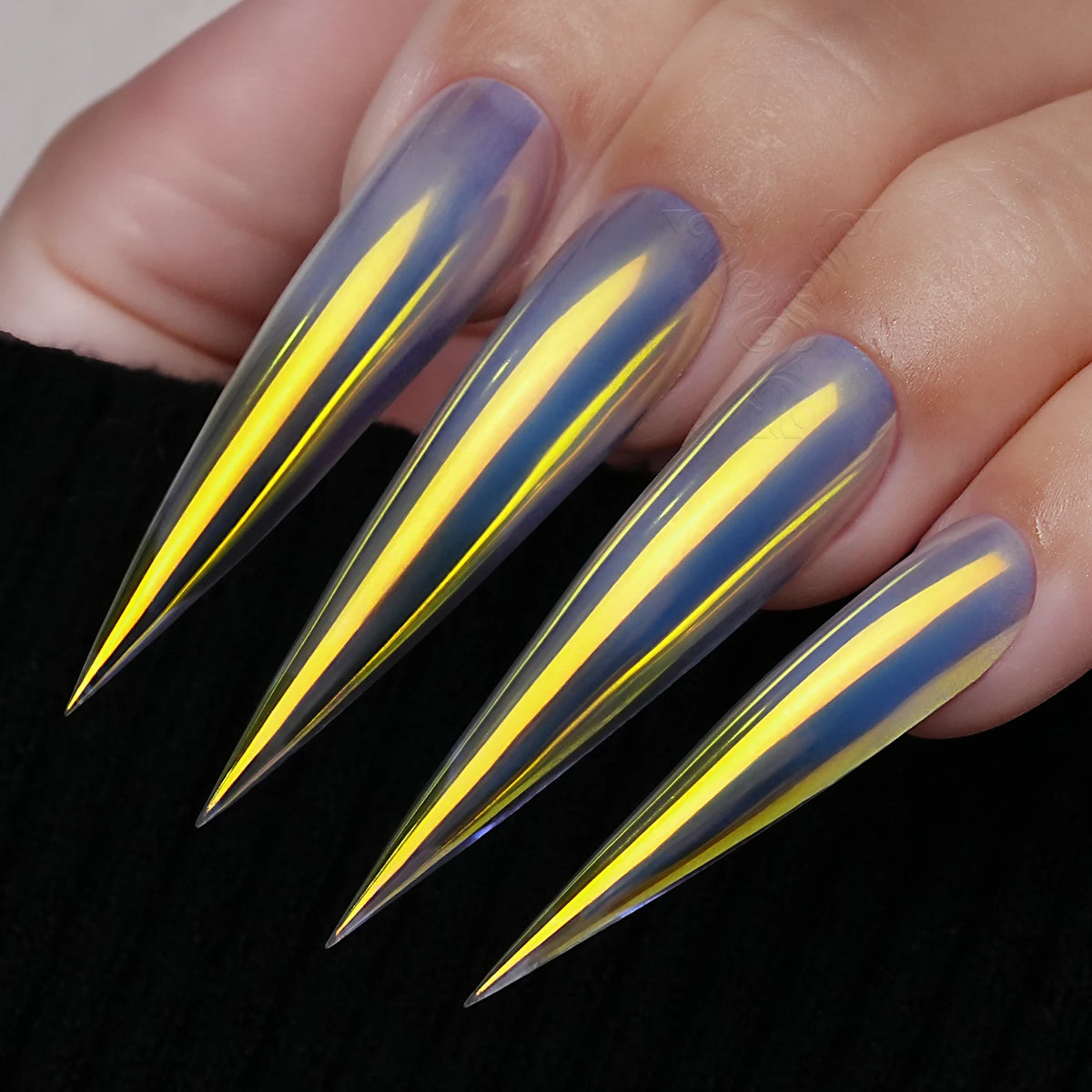 GleamTap Aurora Chrome Nail Powder – Orange Yellow with Blue Sheen