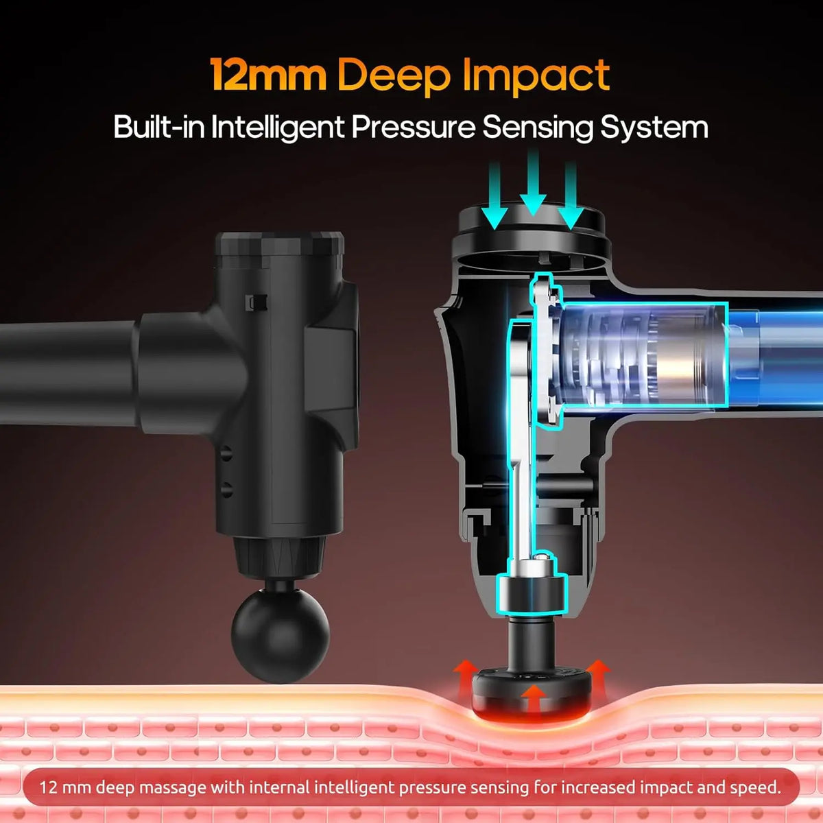 LINGTENG Heated Massage Gun with 20 Speeds & 7 Massage Heads