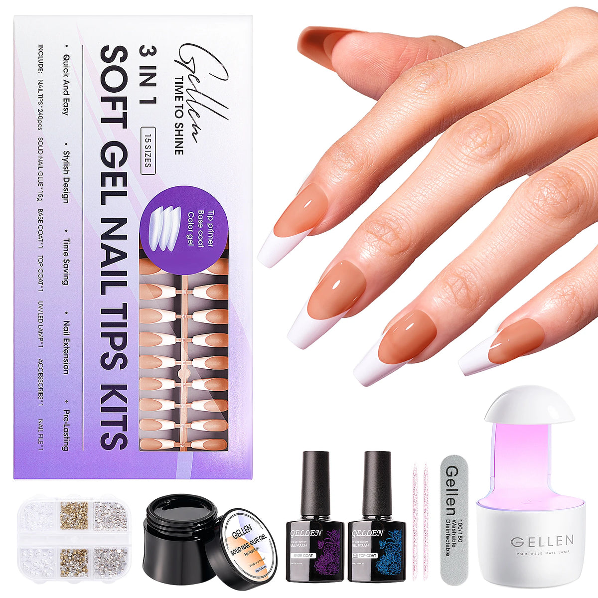 GELLEN French Tip Press-On Gel Nail Kit
