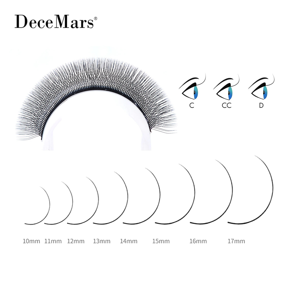 DeceMars 5D W-Shaped Eyelash Extensions – 12-Row Tray