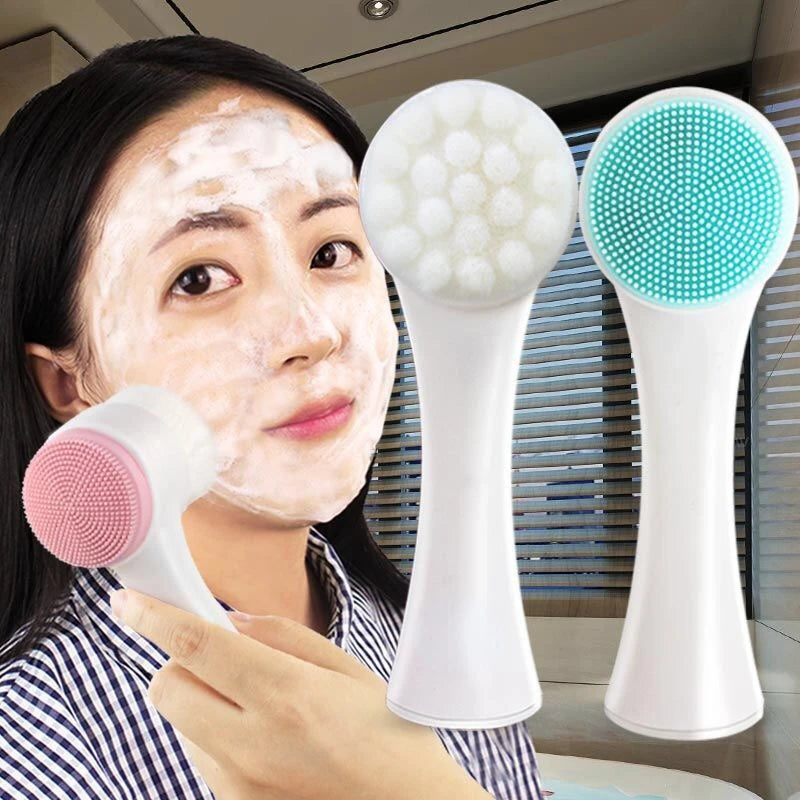 Double-Sided Silicone Facial Cleansing & Exfoliating Brush