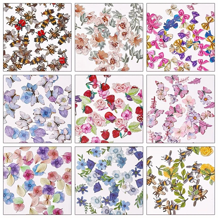 9-Box Mixed Nail Art Paper Slice Decoration Set