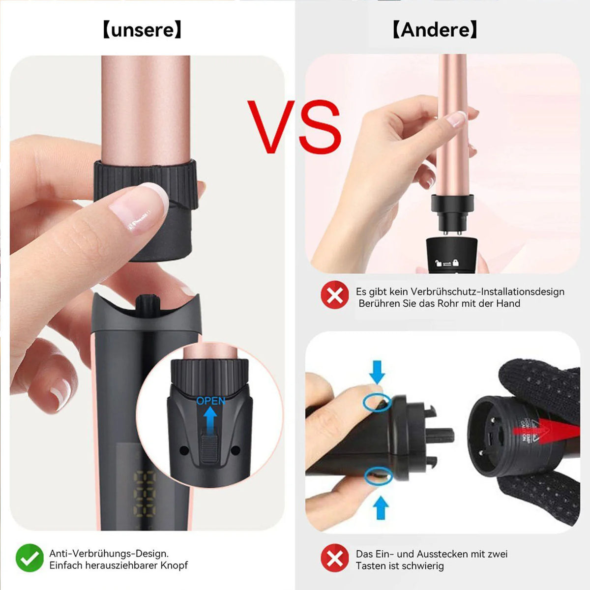 5-in-1 Interchangeable Ceramic Curling Wand Set