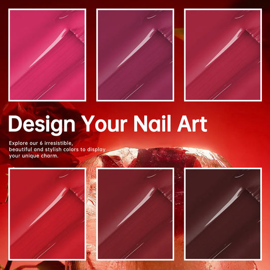 6-Piece Classic Red Wine Gel Nail Polish Set