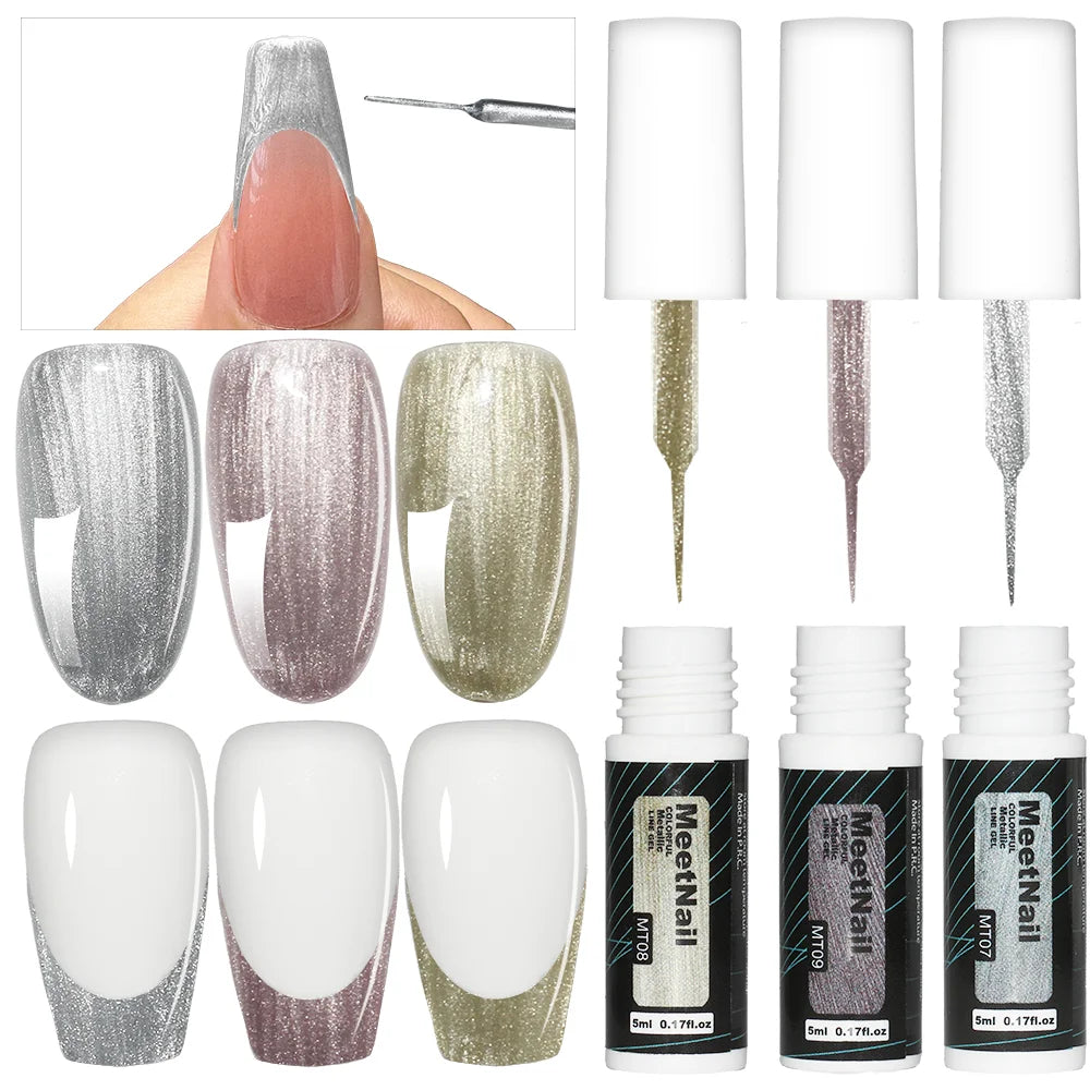 12-Color Reflective Glitter Nail Art Gel Liner Set