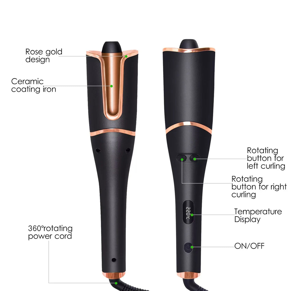 Automatic Ceramic Hair Curler with Digital Temperature Control