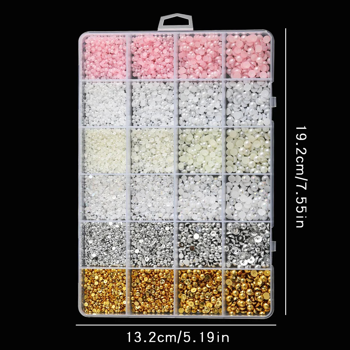 24-Grid Flat-Back Pearl Nail Decoration Set