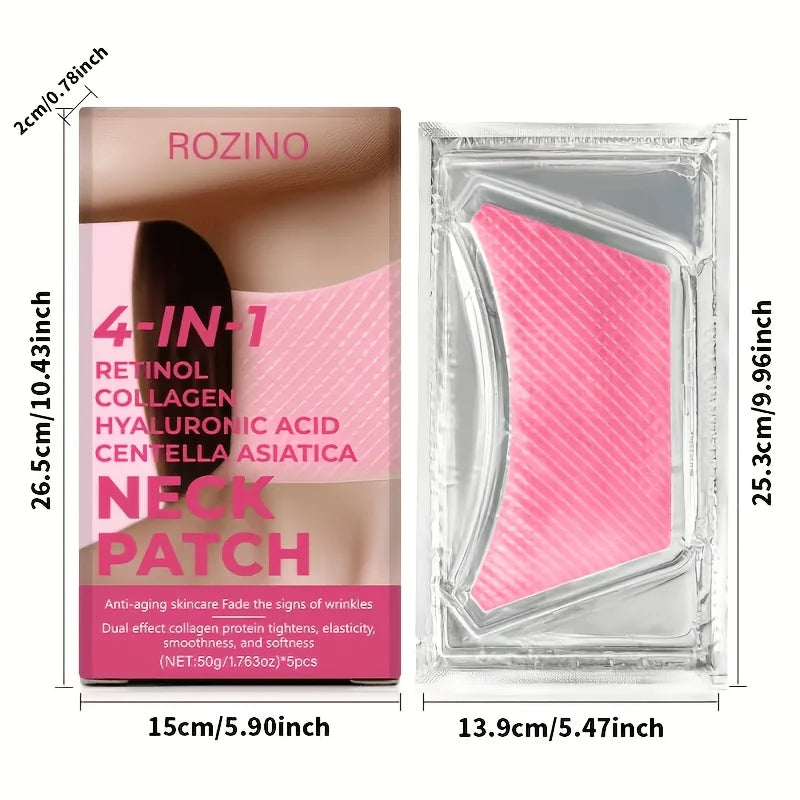 ROZINO 4-in-1 Retinol & Collagen Neck Patches – 5 Pack