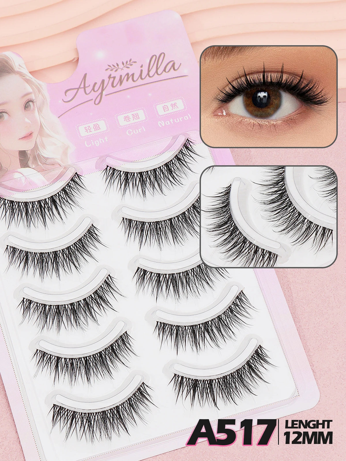 5-Pair False Strip Eyelashes Set