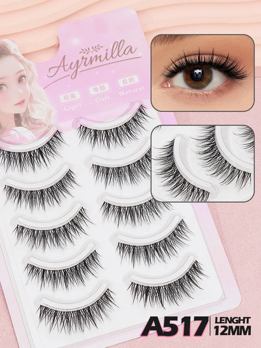 5-Pair False Strip Eyelashes Set