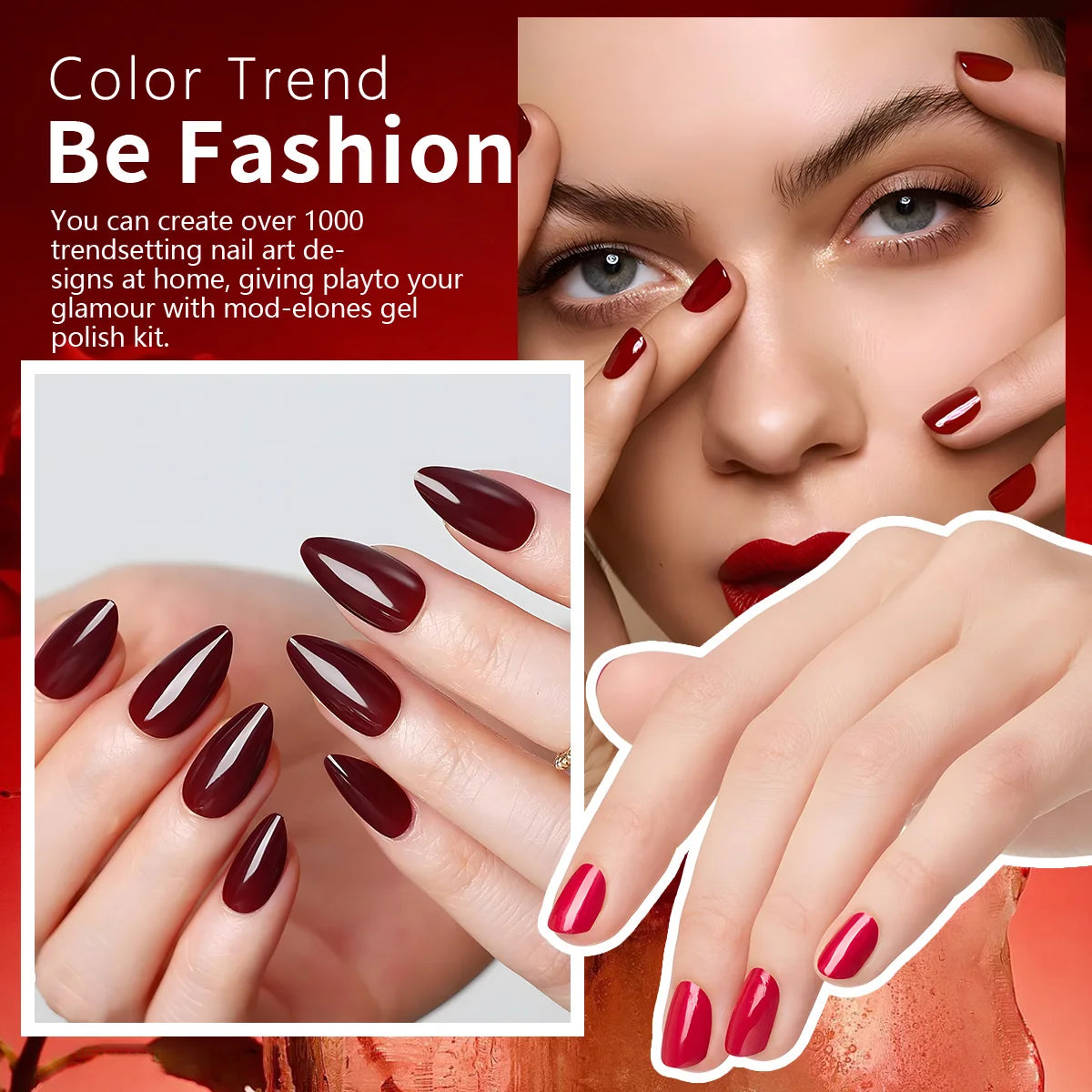 6-Piece Classic Red Wine Gel Nail Polish Set
