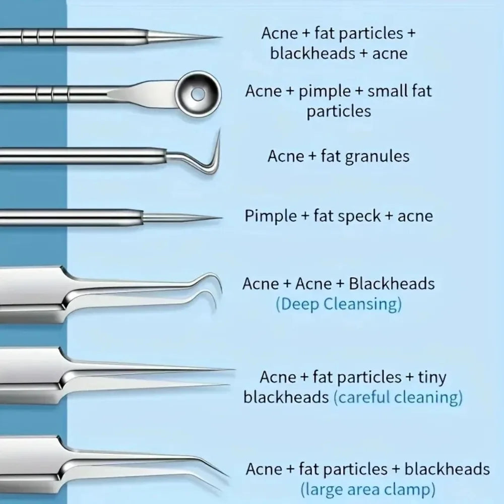 8-Piece Stainless Steel Blackhead & Blemish Extractor Kit