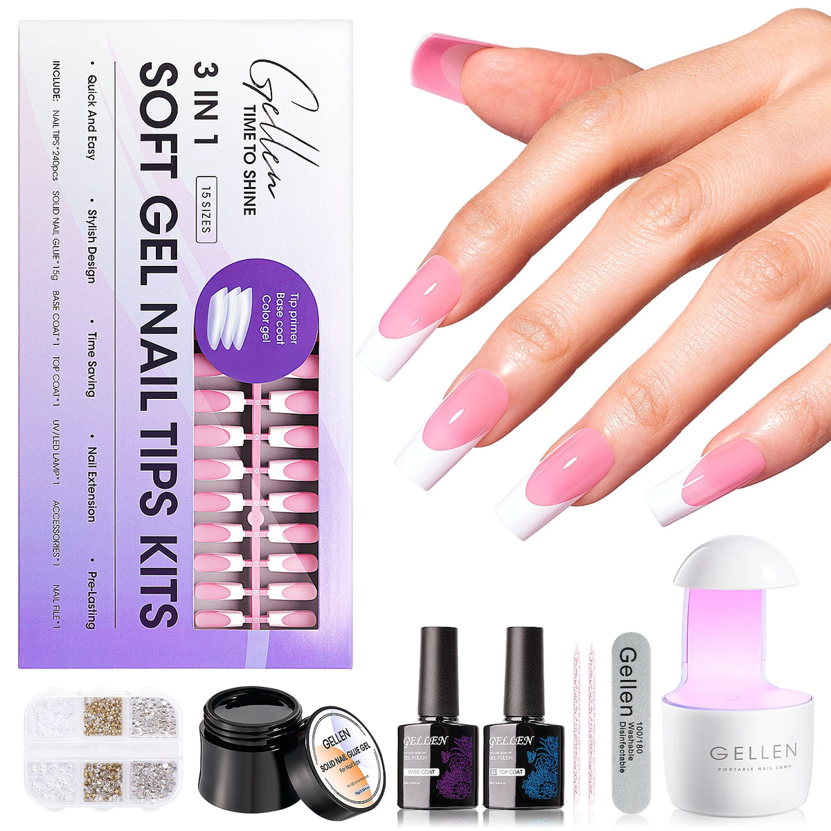 GELLEN French Tip Press-On Gel Nail Kit
