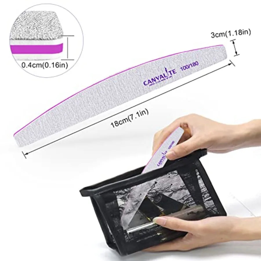 10-Piece Professional Double-Sided Nail File Set – 100/180 Grit