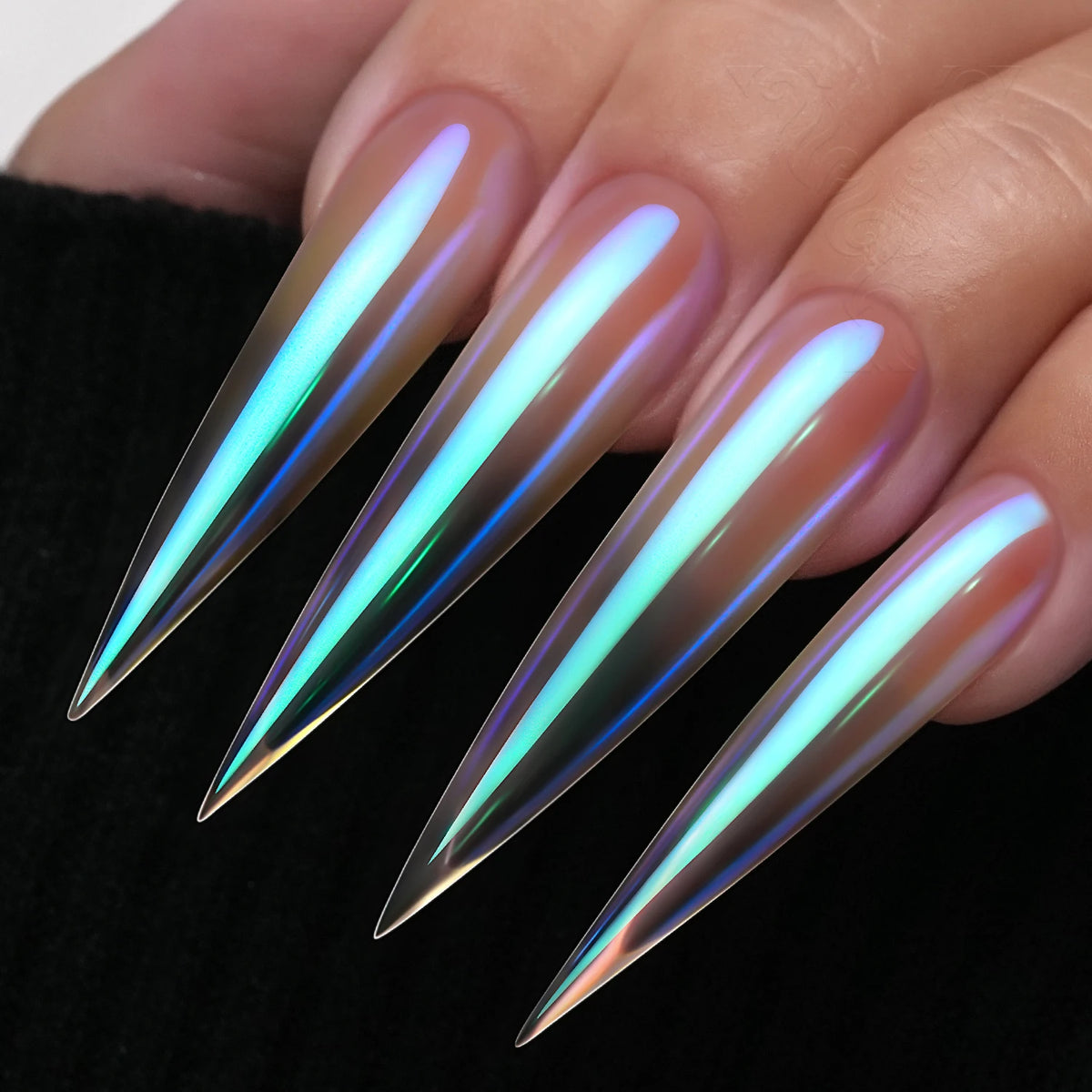GleamTap Aurora Chrome Nail Powder – Orange Yellow with Blue Sheen