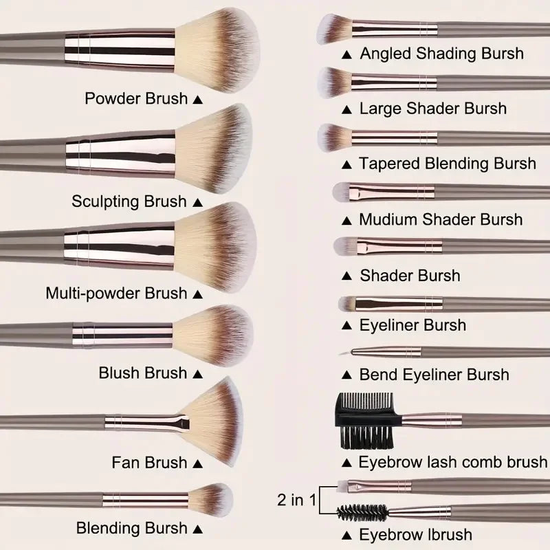 20-Piece Professional Makeup Brush Set – Soft Foundation, Blush & Eyeshadow Brushes