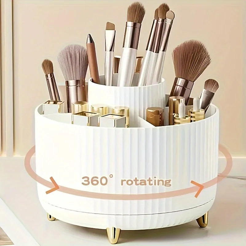 360° Rotating Makeup Organizer with 5 Compartments